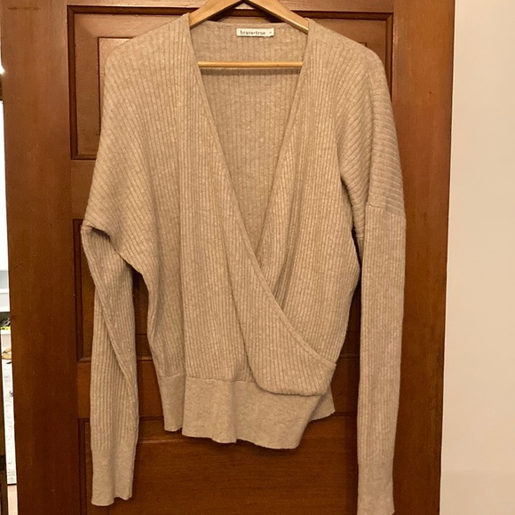 brave & true Sweaters - Wool ribbed wrap sweater